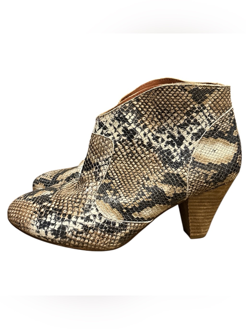 SixtySeven Snake-Print Leather Ankle Bootie in Natural/Tan Spain